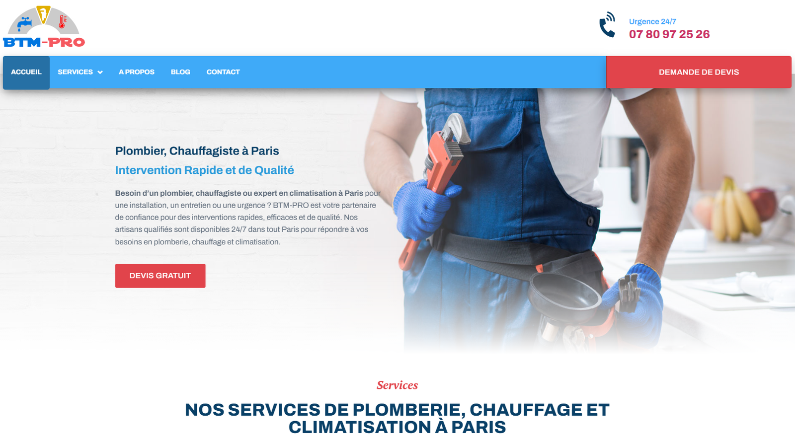 BTM-Pro plombier à Paris
